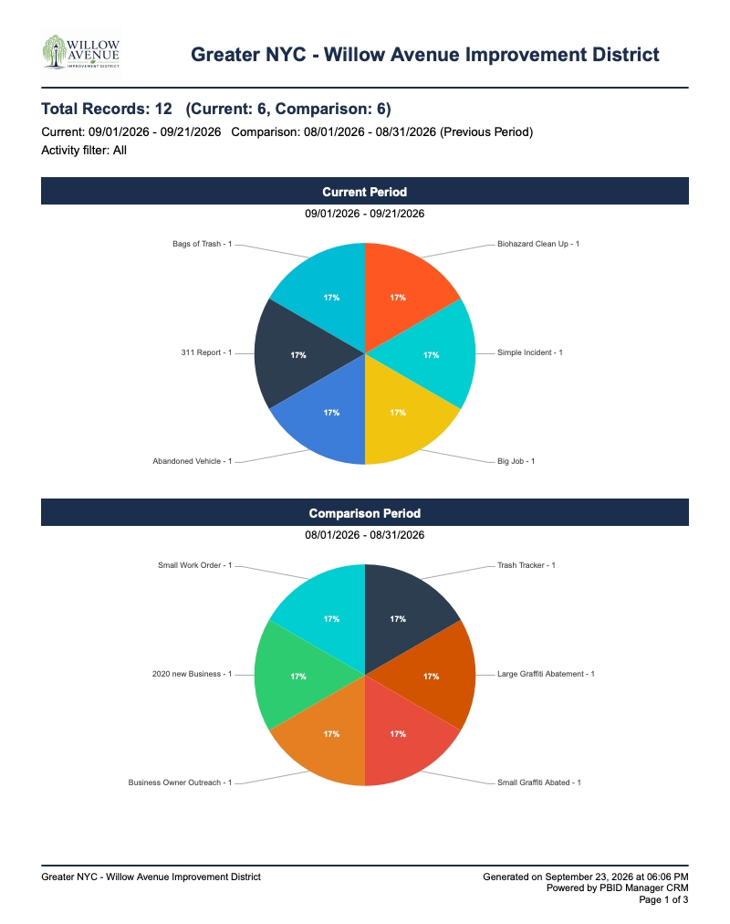 Retail Incident Manager PDF report summary page with activity chart.