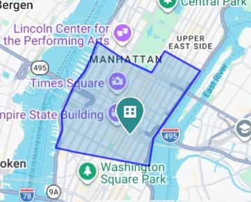 Retail property boundary map with a selected property marker.